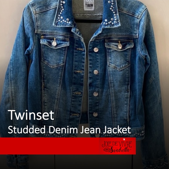 Twinset Studded Denim Jean Jacket - Picture 1 of 11